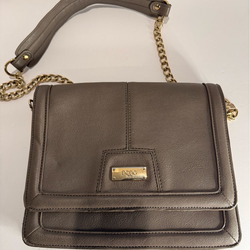 Bcbg Gray Leather Shoulder Bag